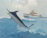 Lynn Bogue Hunt, Marlin Fishing, oil on canvas
