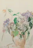 Fleurs by Oskar Kokoschka, 1964, watercolor on paper, sold Jul 2007
