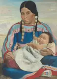 Elizabeth Lochrie, Julie Black Boy & Prairie Flower, 1952, oil on canvasboard