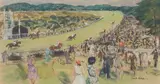 Paul Maze, Paddock at Goodwood, pastel on paper