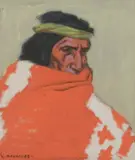 Lon Megargee, Indian Portrait, oil on canvasboard