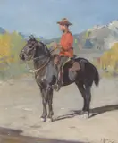 Canadian Mounted Policeman by Carl Rungius, oil on canvas, sold Jul 2007