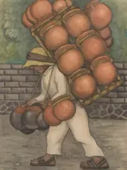 Diego Rivera, Vendedor de Jarras, watercolor on paper