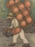 Diego Rivera, Vendedor de Jarras, watercolor on paper