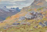 Canadian Landscape by Carl Rungius, circa 1910, oil on canvasboard, sold Jul 2007