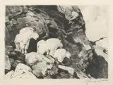 Three Old Gentlemen by Carl Rungius, etching on paper, sold Jul 2007