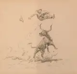 The Cowboy Loses by Charles Marion Russell, circa 1918, pen & ink on paper, sold Jul 2007