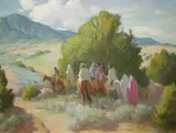 Joseph Henry Sharp, Rabbit Hunters – Taos Indians, oil on canvas