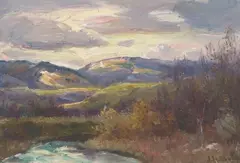 Joseph Henry Sharp, Montana Landscape, oil on board