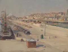 Lucien Simon, Harbor with Red Building, 1890, oil on canvas
