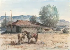 Melvin Warren, Waiting for Cowboys, 1970, watercolor on paper