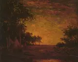 Ralph Albert Blakelock, Sunset and Indian Encampment