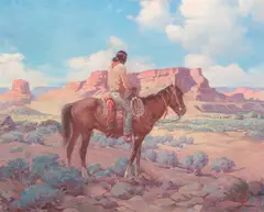 Gray Bartlett, Indian Scout, oil on board