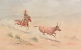 Cowboy Chasing a Longhorn by Edward Borein, watercolor on paper, sold Jul 2006