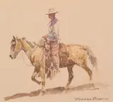 Cowboy Riding a Horse by Edward Borein, watercolor on paper, sold Jul 2006