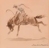 Cowboy on a Bucking Horse by Edward Borein, watercolor on paper, sold Jul 2006