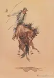 Edward Borein, Hand-Whipping a Bronc, watercolor on paper