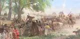 John Clymer, Arrival of the Trade Wagons, Rendezvous - 1830, 1986, oil on canvas