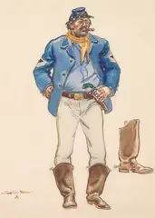 Joe De Yong, Union Soldier, watercolor on paper