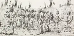 Demand for Trade Goods by Gerard Curtis Delano, pen & ink on paper, sold Jul 2006