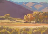 Autumn Cottonwoods, Near Carson, Nevada by Maynard Dixon, 1919, oil on board, sold Jul 2006