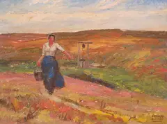 Harvey Dunn, Pioneer Woman, oil on canvasboard