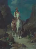 In the Moonlight by Frank Tenney Johnson, 1938, oil on canvas, sold Jul 2006