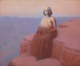 William Robinson Leigh, The Setting Sun, oil on board
