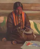 Kathryn W. Leighton, The Moccasin Maker, oil on canvas
