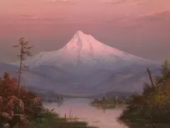 William Samuel Parrott, Mt. Hood, Sunset, oil on board