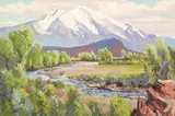 Conrad Schwiering, Mt. Sopris from the Roaring Fork, oil on canvasboard