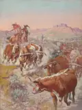 Olaf Carl Seltzer, Driving the Herd, 1908, oil on canvas