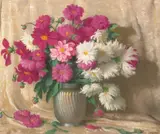 Joseph Henry Sharp, Dahlias, oil on canvas