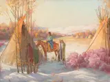 Joseph Henry Sharp, Winter Squaw Dance, Crow Reservation, Montana, oil on canvas