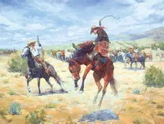 Bob Coronato, Rid-em Like a Butterfly on a Mule Skinner's Whip, 1993, oil on canvas