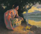 E. Irving Couse, Indian Brave by a Campfire