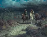 Night Riders by G. Harvey, Oil on canvas, sold Jul 2005
