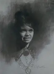R. Brownell McGrew, Study of a Young Navajo, 1973, charcoal on paper
