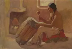 Warren Rollins, Indian with Drum, 1910, oil on canvas