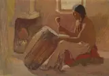 Warren Rollins, Indian with Drum, 1910, oil on canvas