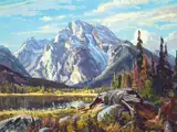 Conrad Schwiering, Mt. Moran, 1974, oil on canvasboard