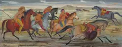 George Vander Sluis, Indian Battle, mixed media on paper