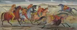 George Vander Sluis, Indian Battle, mixed media on paper