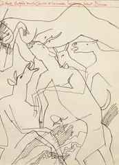 La Haut, Les Pieds Dans La Cascade by Keith Vaughan, black ink on paper, sold Jun 2026
