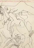 Keith Vaughan, La Haut, Les Pieds Dans La Cascade, black ink on paper