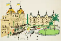 Paul Hogarth, The Casino, Monte Carlo (Loser takes it all), lithograph