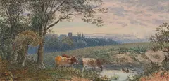 John MacPherson, Cattle Watering, watercolour