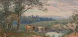 John MacPherson, Cattle Watering, watercolour