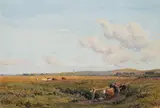 Robert Thorne Waite, Cattle Grazing Below the South Downs, watercolour