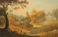 William Payne, St Germans Church and Vicarage, watercolour